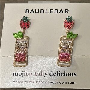 Baublebar Mojito-Tally Delicious Earrings #G042 New on Card Pink rhinestones